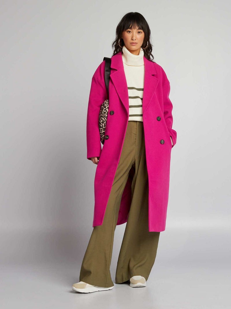 Cappotto lungo doppiopetto ROSA - Kiabi