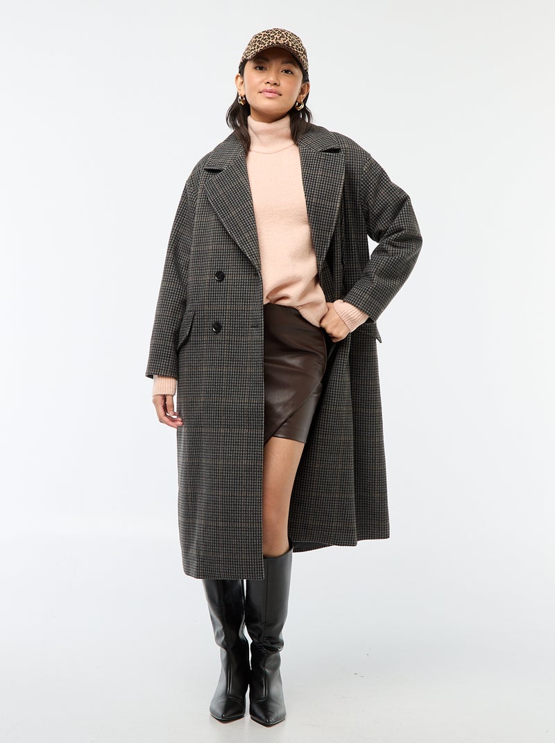 Cappotto lungo effetto lana Beige - Kiabi