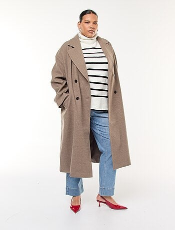 Cappotto lungo effetto lana con 2 tasche con patta