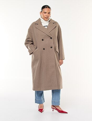 Cappotto lungo effetto lana con 2 tasche con patta