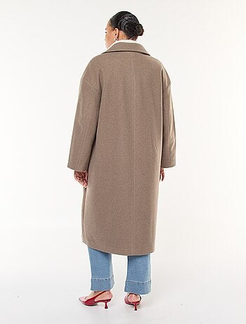 Cappotto lungo effetto lana con 2 tasche con patta