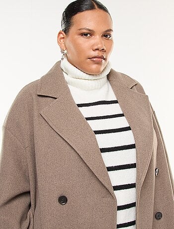 Cappotto lungo effetto lana con 2 tasche con patta