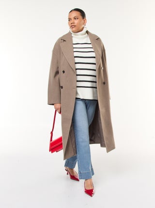 Cappotto lungo effetto lana con 2 tasche con patta