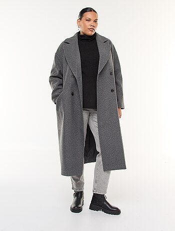 Cappotto lungo effetto lana con 2 tasche con patta