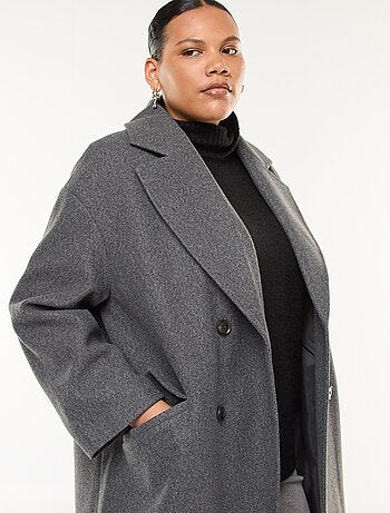 Cappotto lungo effetto lana con 2 tasche con patta