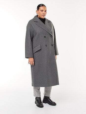 Cappotto lungo effetto lana con 2 tasche con patta