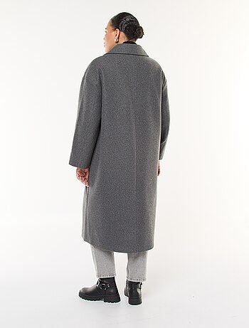Cappotto lungo effetto lana con 2 tasche con patta
