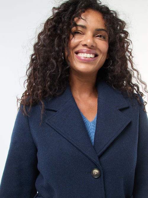 Cappotto lungo effetto lana con cintura - Kiabi