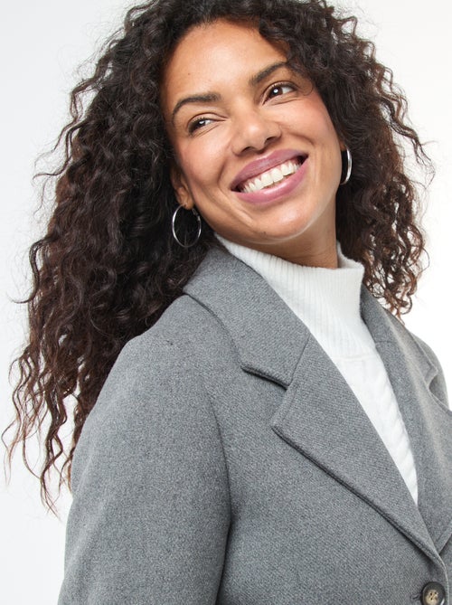 Cappotto lungo effetto lana con cintura - Kiabi