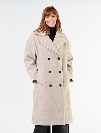 Cappotto lungo effetto lana con collo a revers