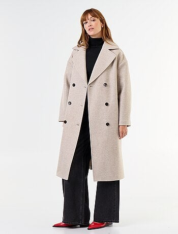 Cappotto lungo effetto lana con collo a revers