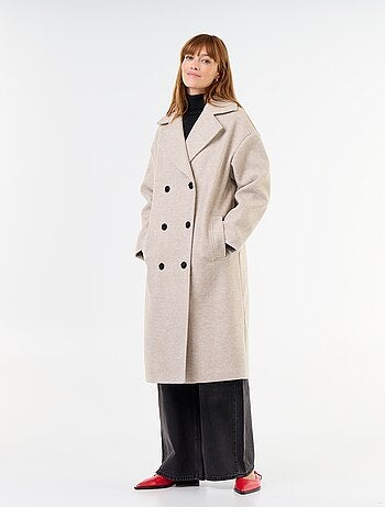 Cappotto lungo effetto lana con collo a revers