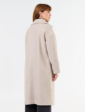 Cappotto lungo effetto lana con collo a revers