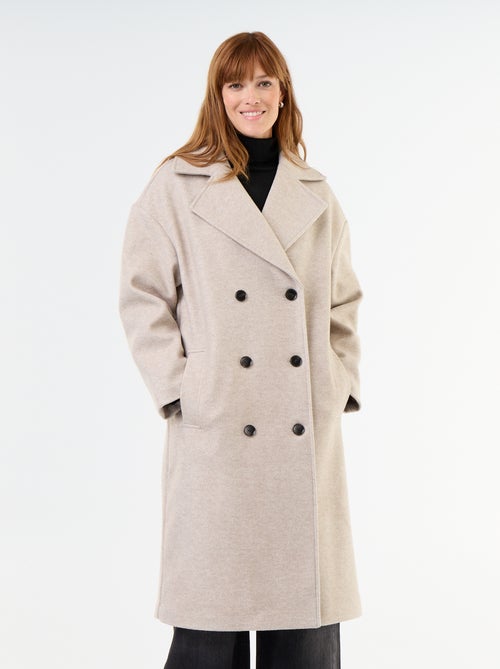 Cappotto lungo effetto lana con collo a revers - Kiabi Cappotto lungo effetto lana con collo a revers - Kiabi