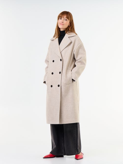 Cappotto lungo effetto lana con collo a revers - Kiabi Cappotto lungo effetto lana con collo a revers - Kiabi