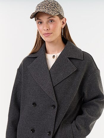 Cappotto lungo effetto lana con collo a revers