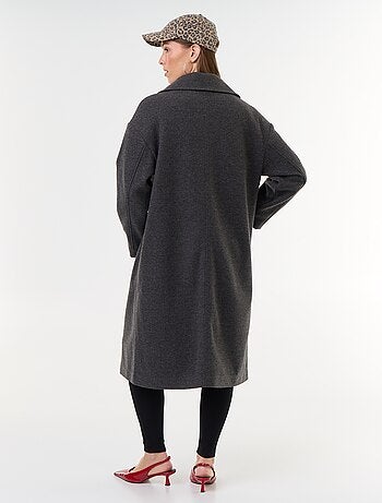 Cappotto lungo effetto lana con collo a revers