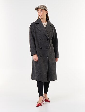 Cappotto lungo effetto lana con collo a revers