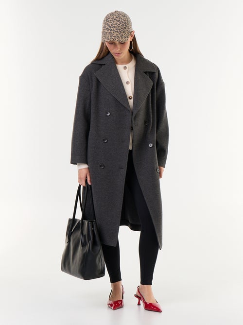 Cappotto lungo effetto lana con collo a revers - Kiabi