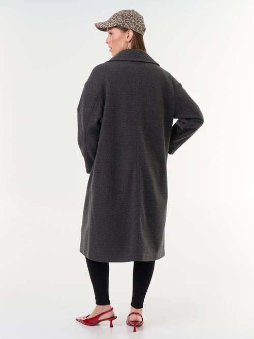 Cappotto lungo effetto lana con collo a revers - Kiabi