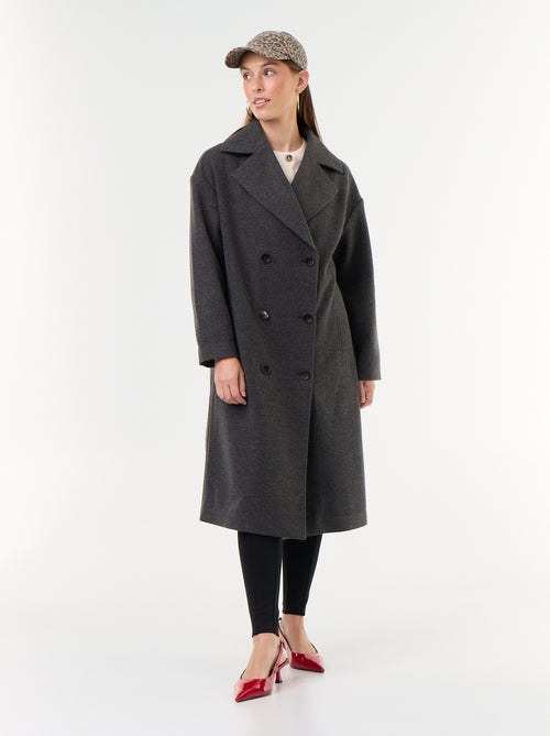 Cappotto lungo effetto lana con collo a revers - Kiabi