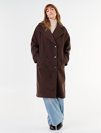 Cappotto lungo effetto lana con collo a revers