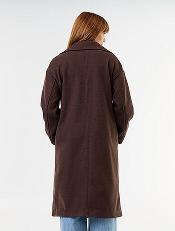 Cappotto lungo effetto lana con collo a revers