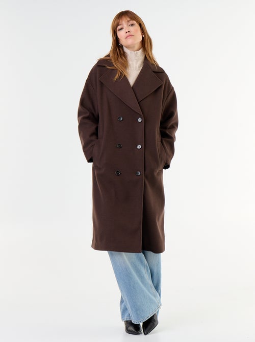 Cappotto lungo effetto lana con collo a revers - Kiabi Cappotto lungo effetto lana con collo a revers - Kiabi