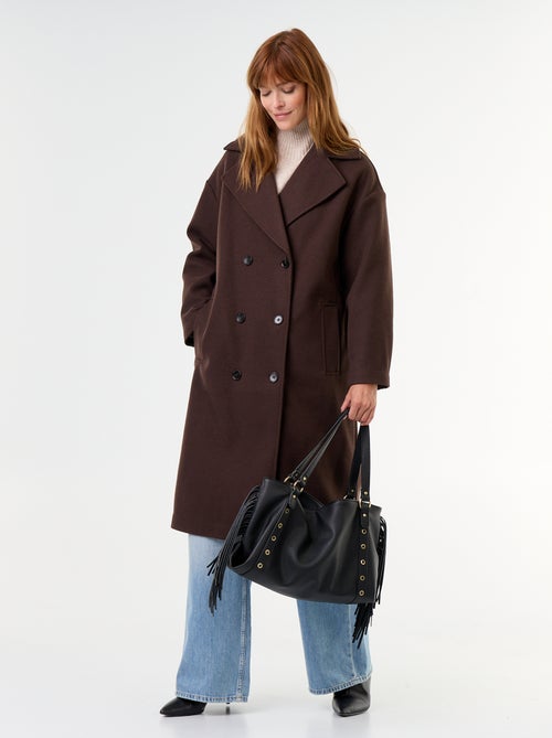 Cappotto lungo effetto lana con collo a revers - Kiabi Cappotto lungo effetto lana con collo a revers - Kiabi