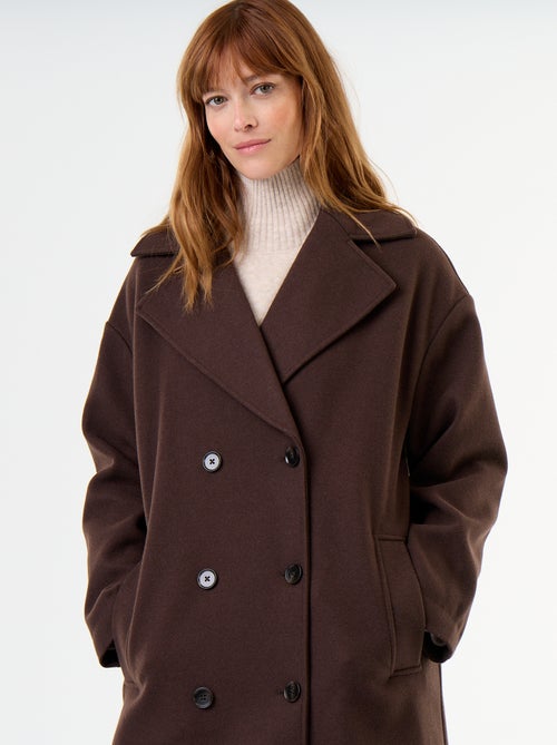 Cappotto lungo effetto lana con collo a revers - Kiabi Cappotto lungo effetto lana con collo a revers - Kiabi