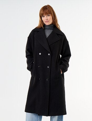 Cappotto lungo effetto lana con collo a revers