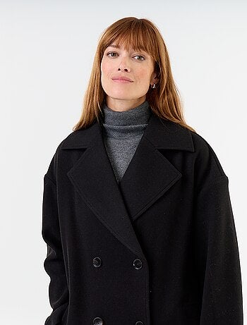 Cappotto lungo effetto lana con collo a revers