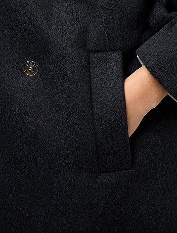 Cappotto lungo effetto lana con collo rotondo e sciarpa cucita