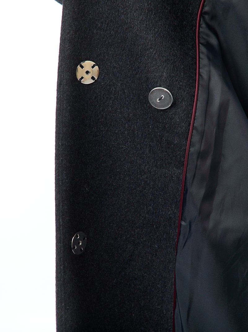 Cappotto lungo effetto lana con collo rotondo e sciarpa cucita Blu - Kiabi