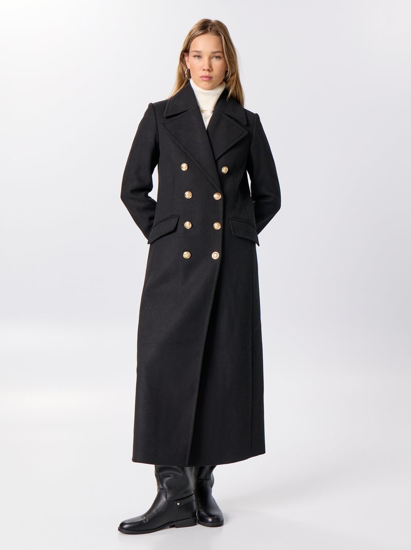Cappotto lungo effetto lana Nero - Kiabi