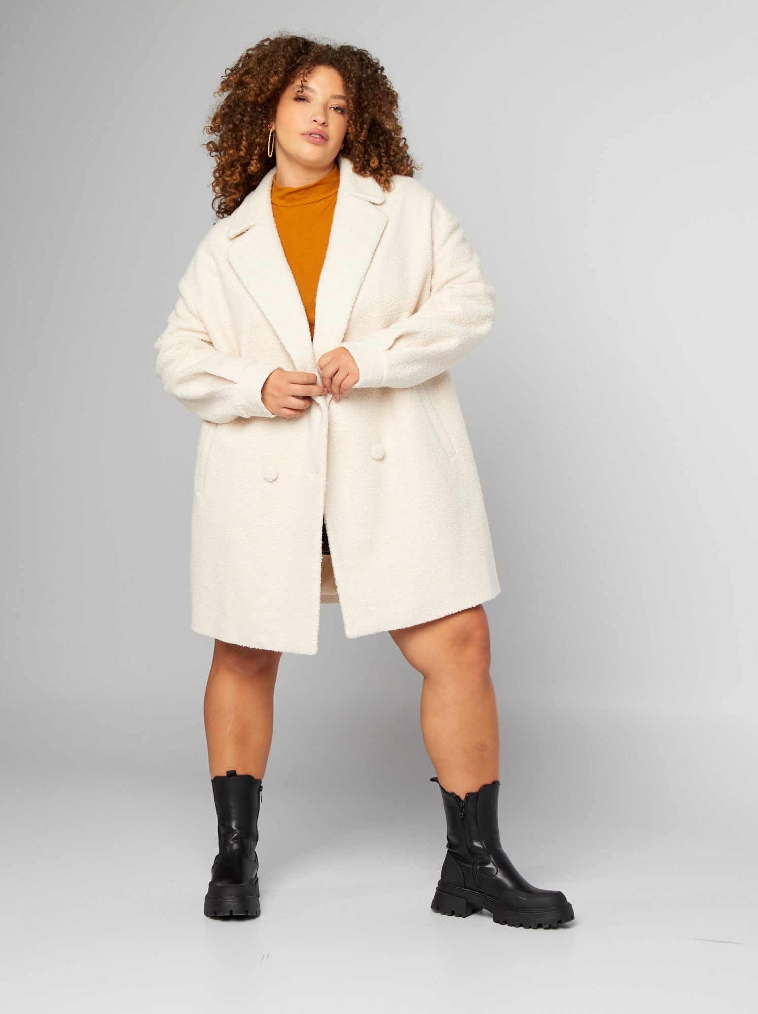 Cappotto lungo effetto lanetta - BIANCO - Kiabi - 55.00€