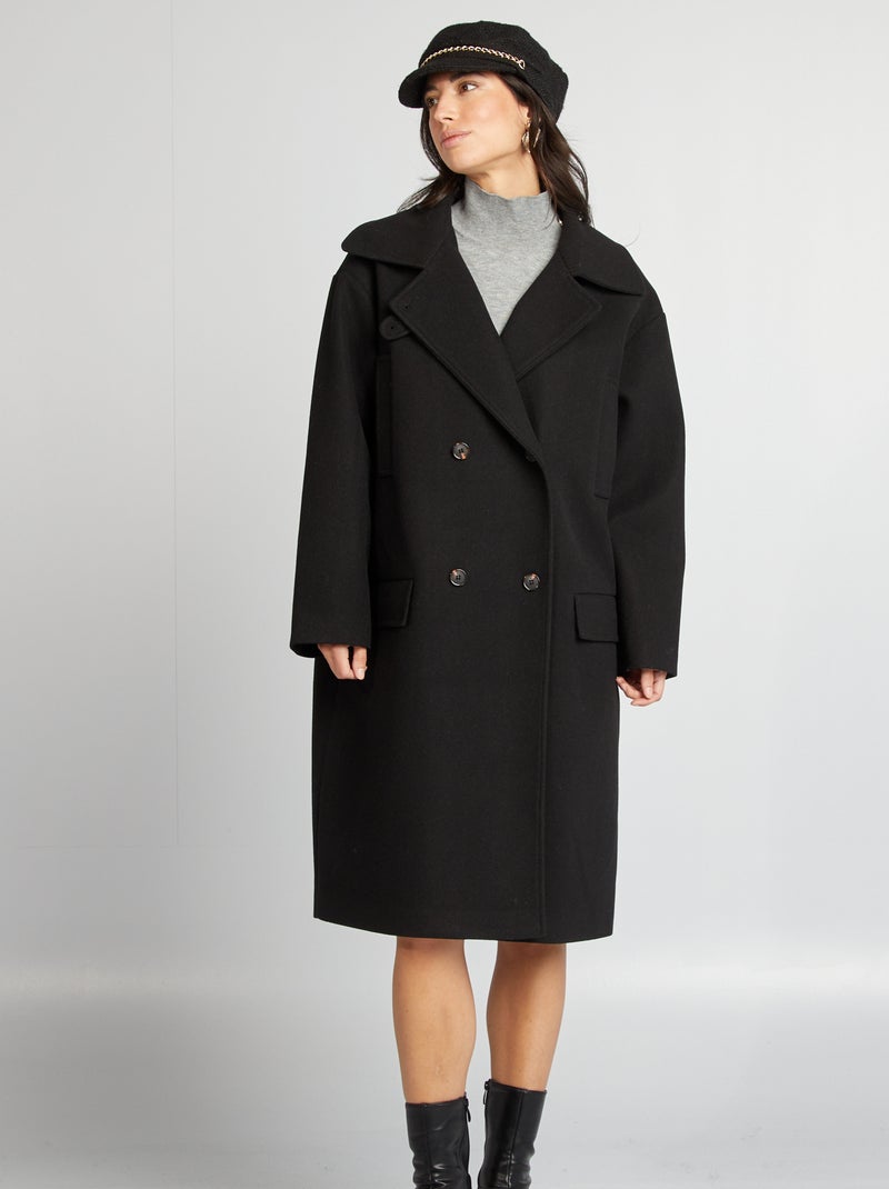 Cappotto lungo forma oversize nero - Kiabi