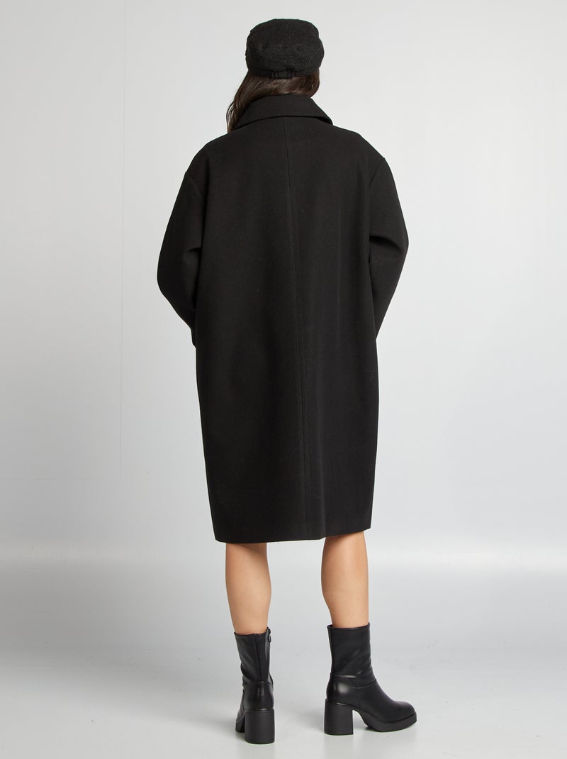Cappotto lungo forma oversize nero - Kiabi