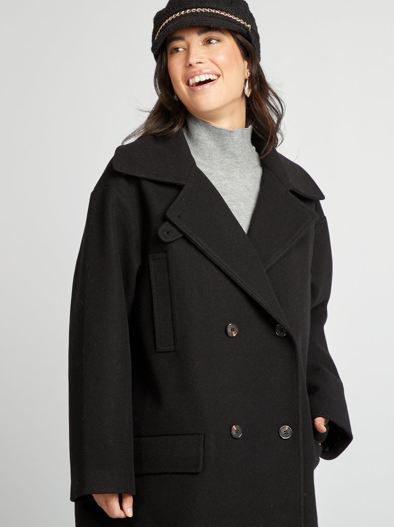 Cappotto lungo forma oversize nero - Kiabi