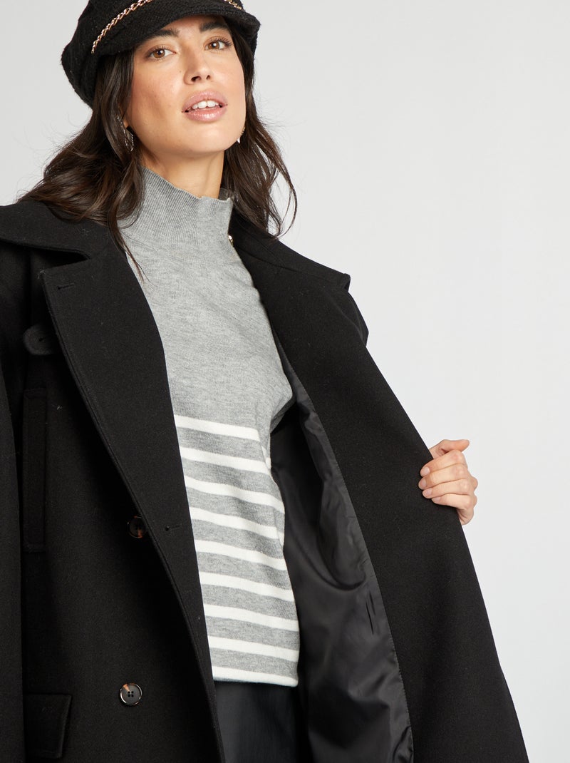 Cappotto lungo forma oversize nero - Kiabi