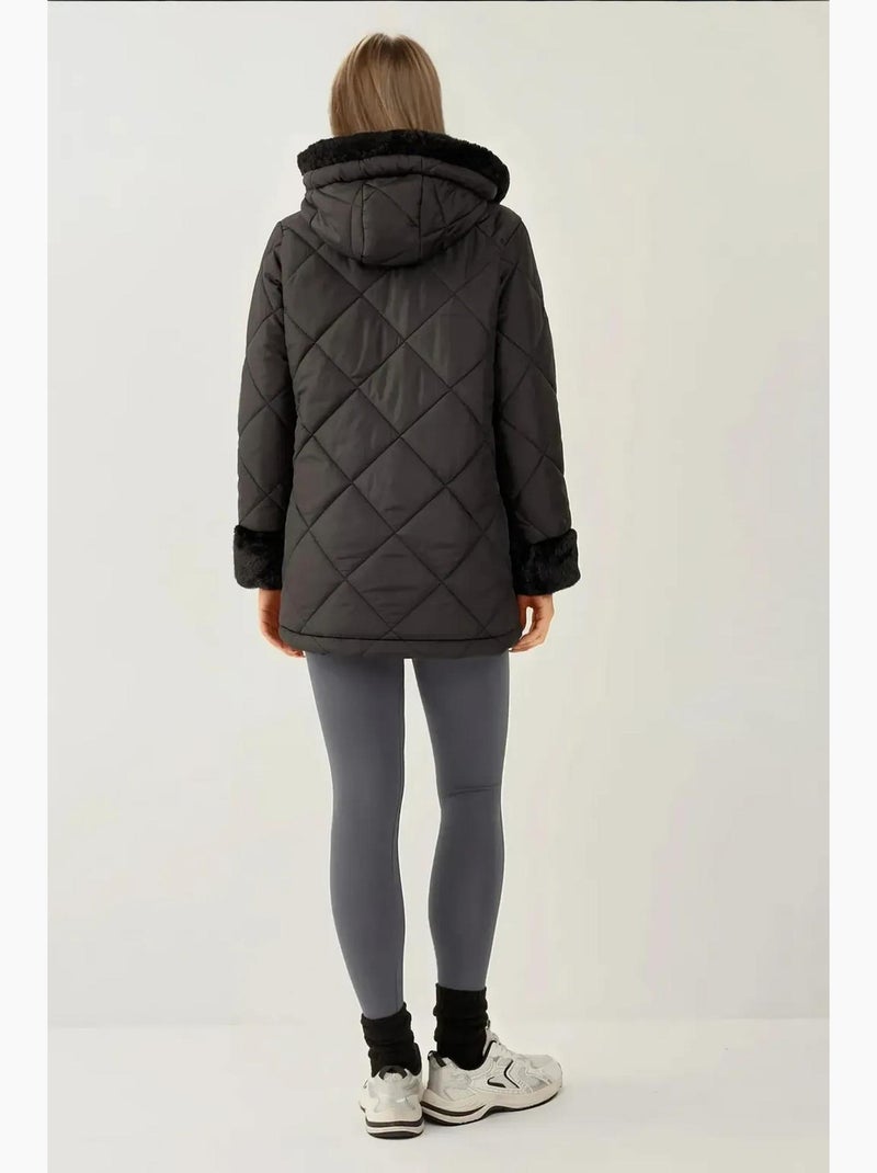 Cappotto lungo imbottito in piuma con cappuccio bdart Nero - Kiabi