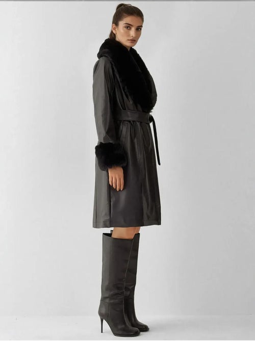 Cappotto lungo in ecopelle con collo a scialle bdart - Kiabi Cappotto lungo in ecopelle con collo a scialle bdart - Kiabi
