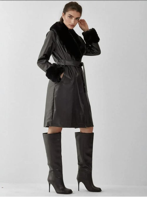 Cappotto lungo in ecopelle con collo a scialle bdart - Kiabi Cappotto lungo in ecopelle con collo a scialle bdart - Kiabi