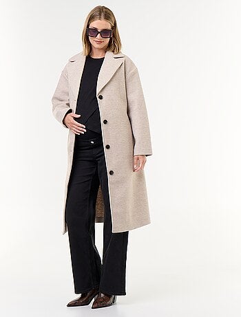 Cappotto lungo in finta lana con collo a revers
