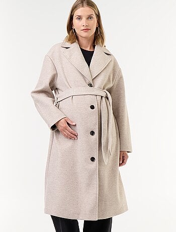 Cappotto lungo in finta lana con collo a revers
