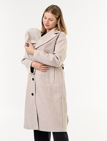 Cappotto lungo in finta lana con collo a revers