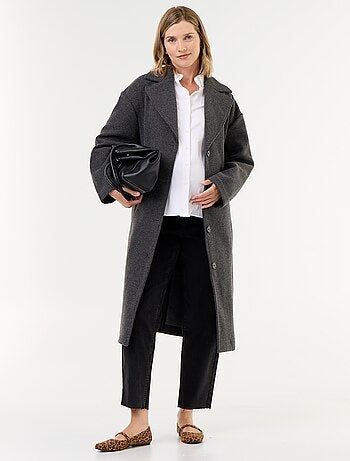 Cappotto lungo in finta lana con collo a revers
