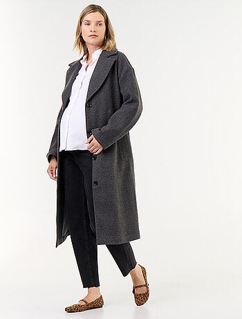 Cappotto lungo in finta lana con collo a revers