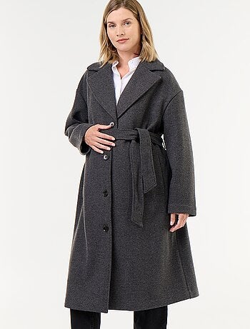 Cappotto lungo in finta lana con collo a revers