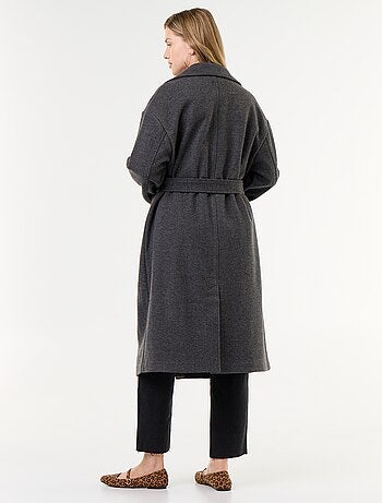 Cappotto lungo in finta lana con collo a revers